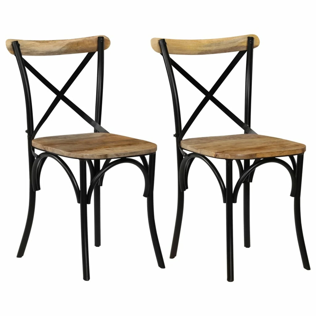 Black Solid Mango Wood Cross Chairs 2 pcs Q563