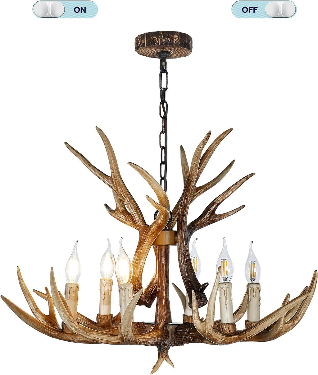 Antler Chandelier 6 Light Large Faux Resin Brown V37550