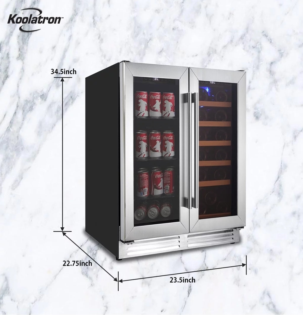 18 Bottles and 56 Cans 24 Inch Dual Zone Wine Cooler and Beverage Fridge A78191