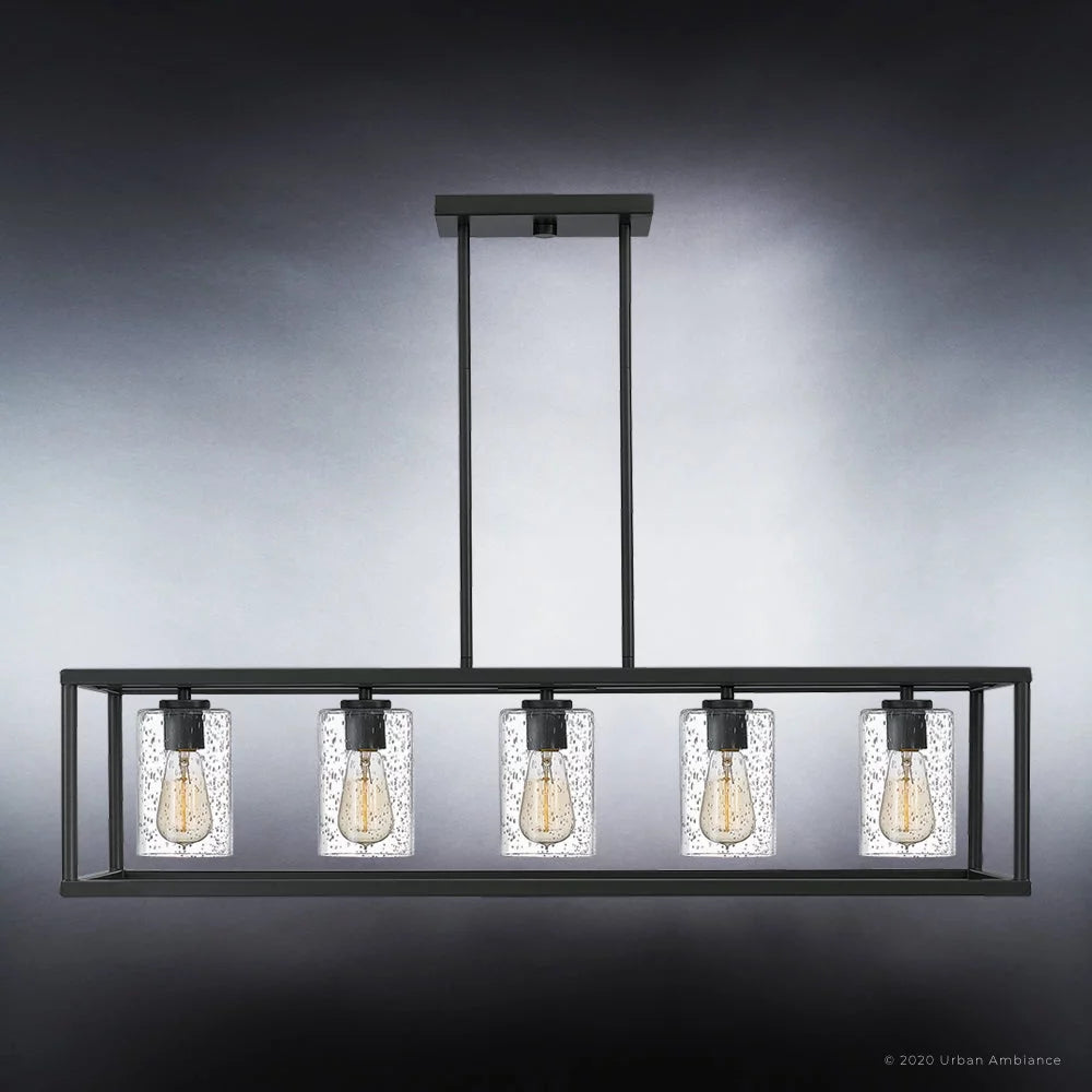 Black Bronze Clear Seedy Glass Chandelier U8881