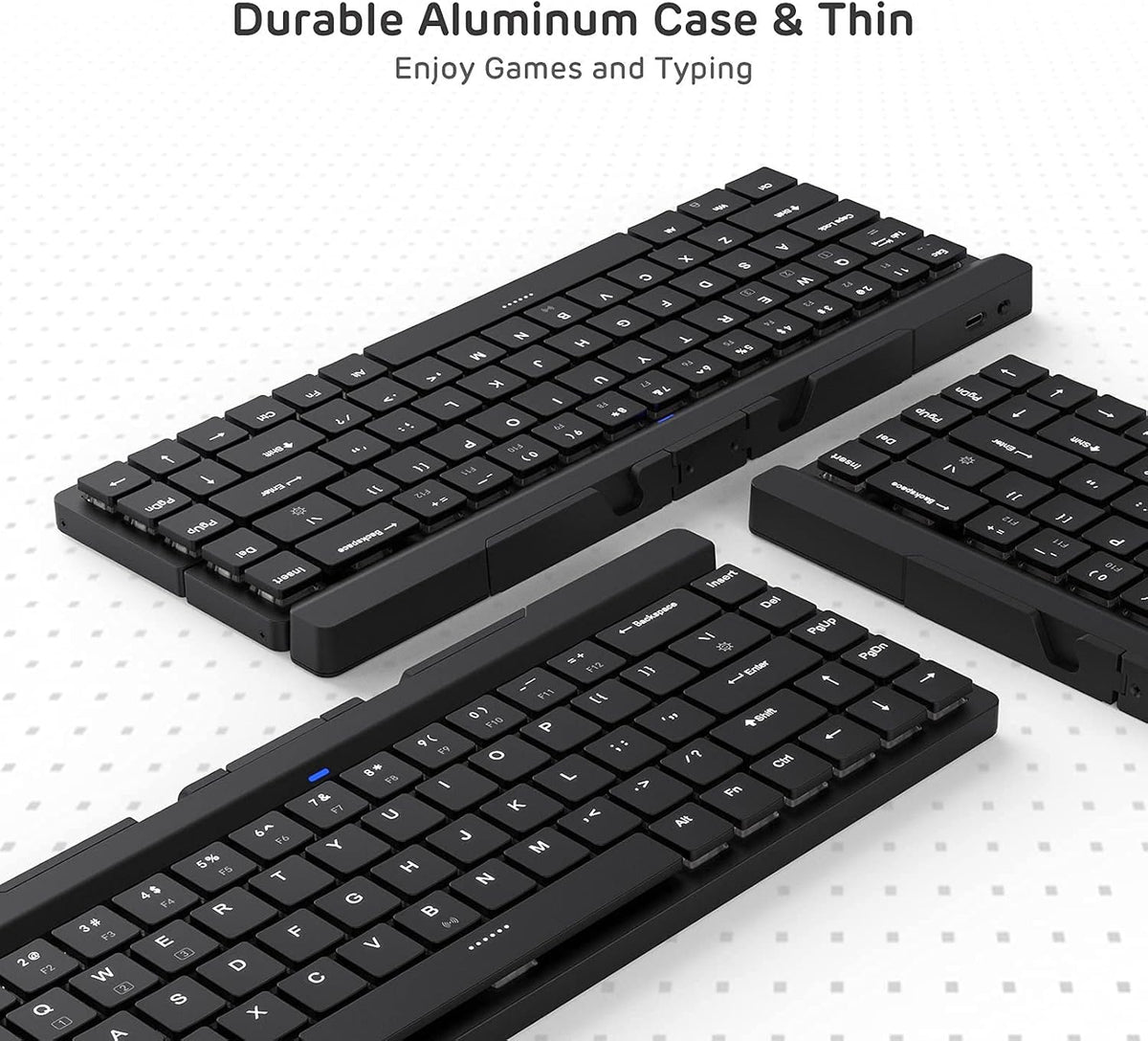 68 Keys 60% Foldable Mechanical Keyboard with Aluminum Body, White Backlit, Low Profile Clicky White Switches, Pack of 2 U206497