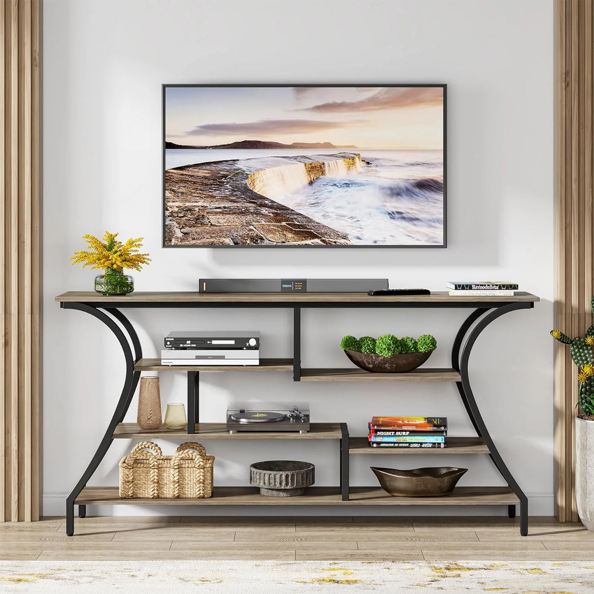 70.8 inch Narrow Console Table with Storage Shelves X490