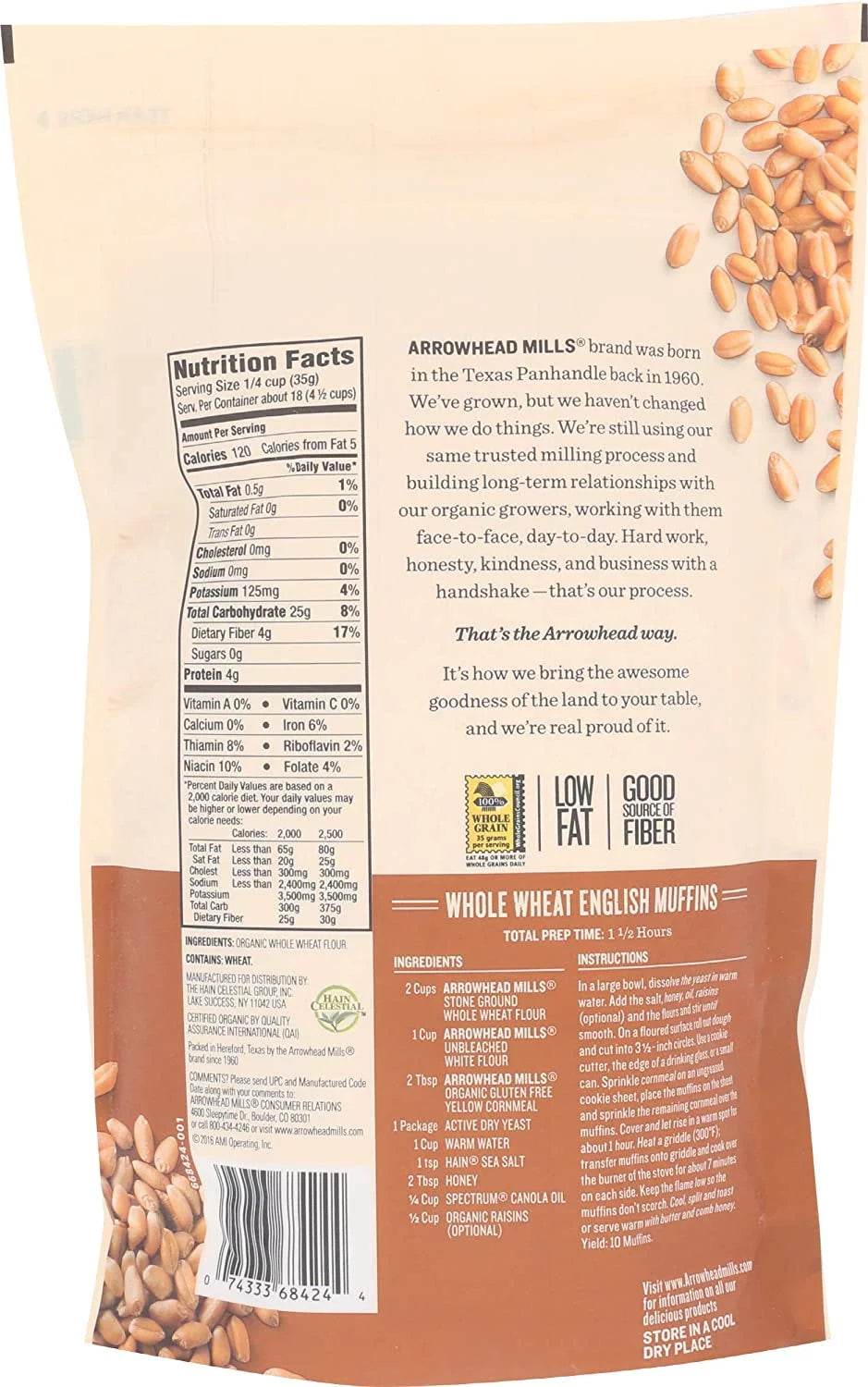 Organic Whole Wheat Flour Stone Ground 22 oz Pack of 3 I514
