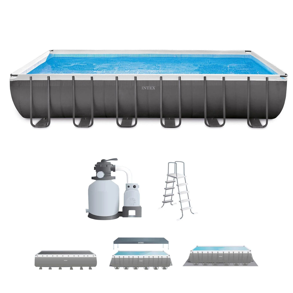 24' x 12' x 52 Rectangular Frame Swimming Pool with Pump G52065