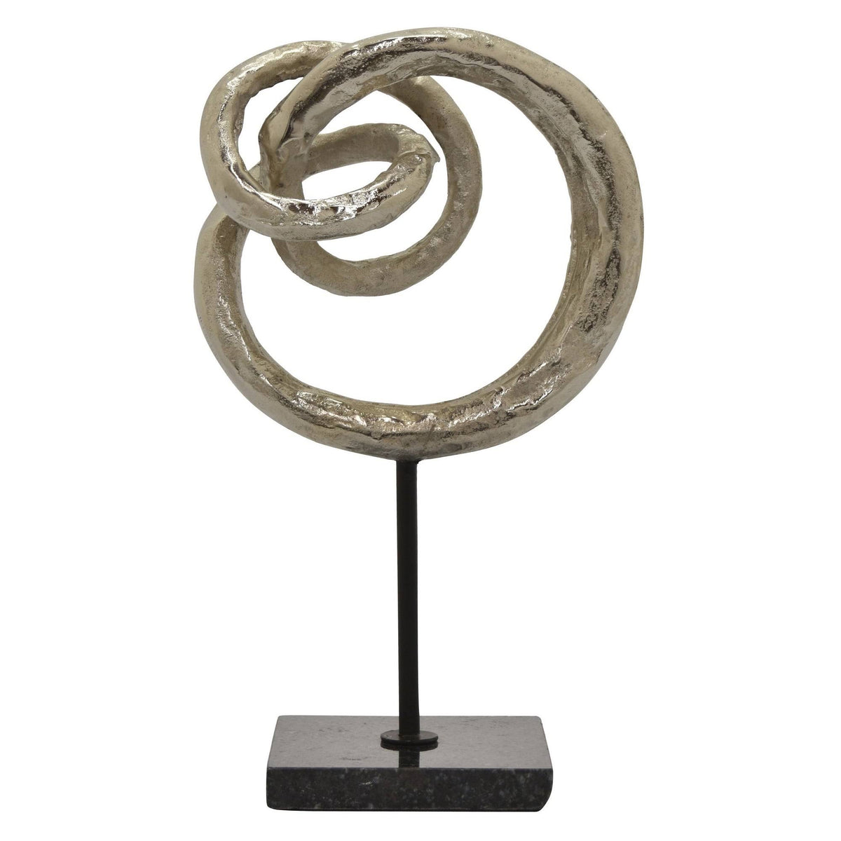 Abstract Decor with Marble Base in Silver Metal X427