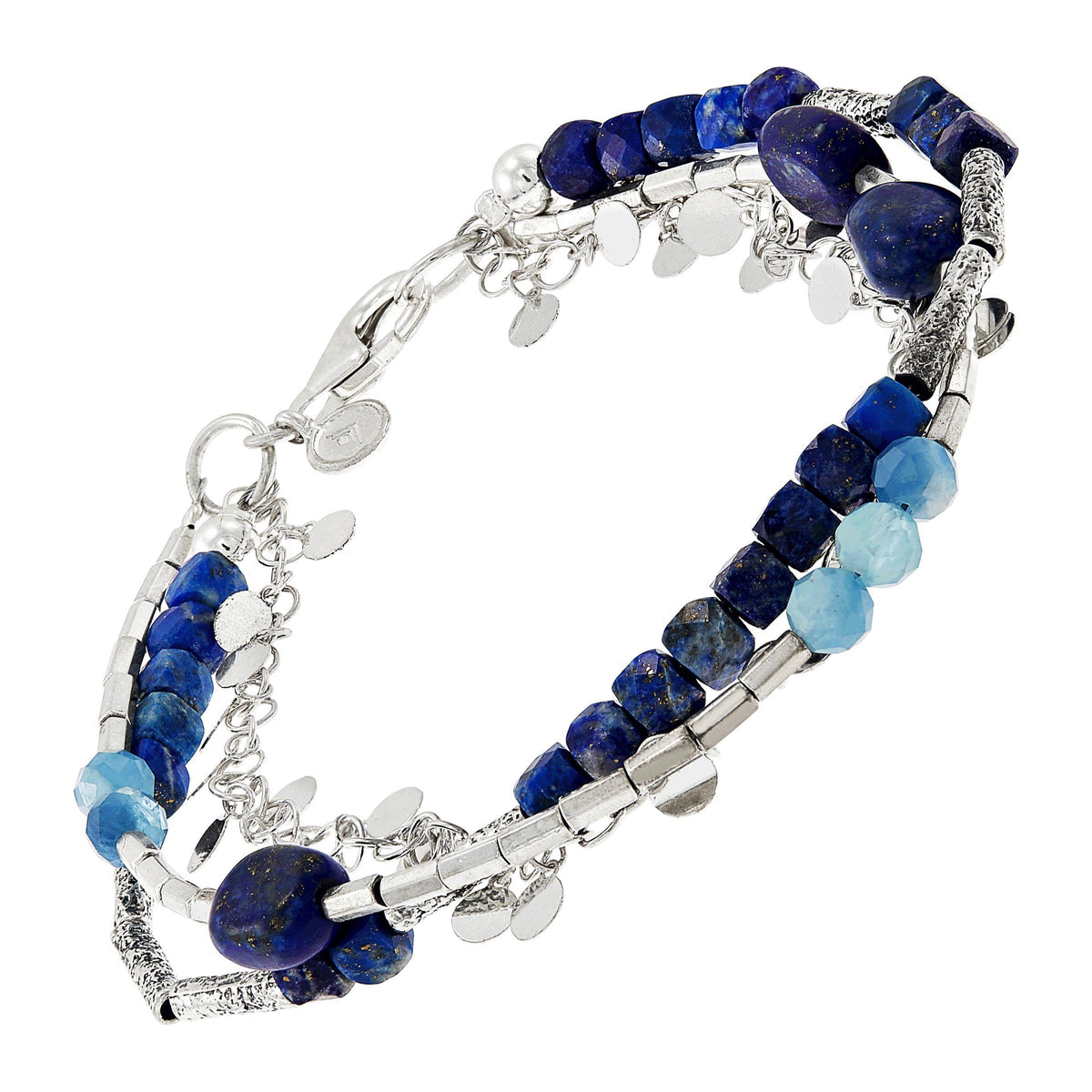Aquamarine & Hematite Bracelet in Sterling Silver Y13538