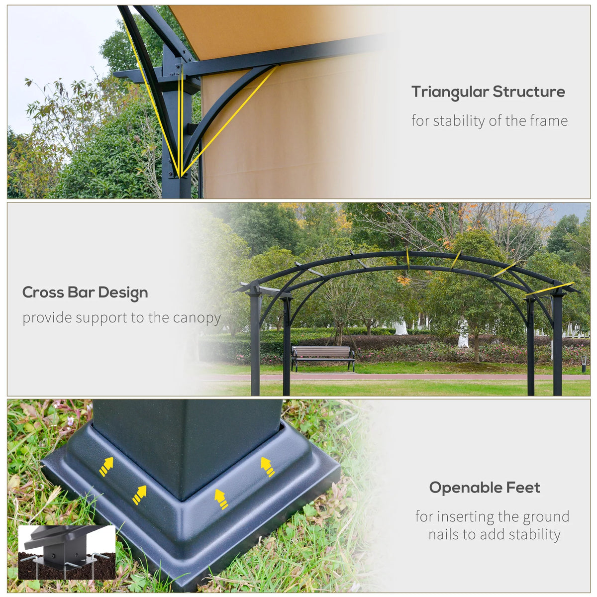 Beige Steel and Polyester Pergola R84950