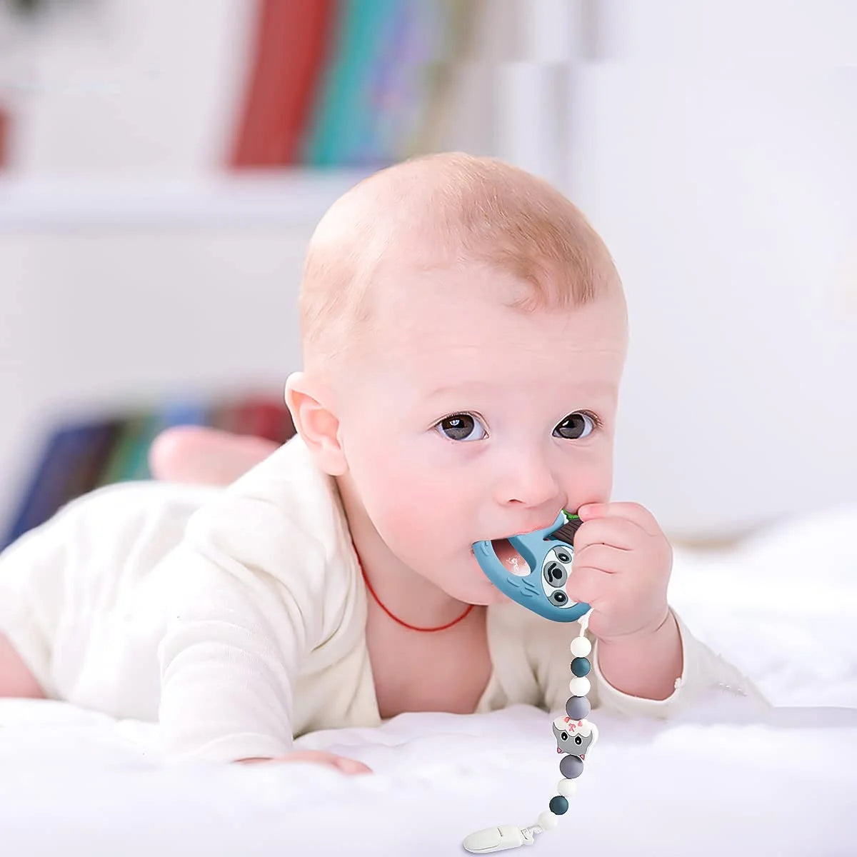 Silicone Baby Teething Toys with Pacifier Clip Holder Set F596