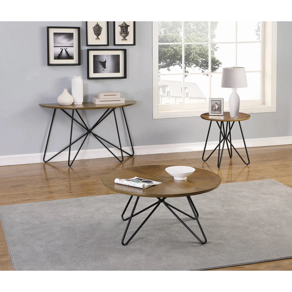 Round Coffee Table Dark Brown and Black Q285016