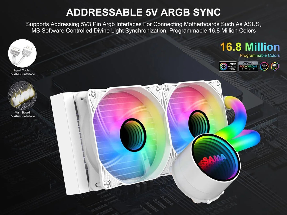 240mm ARGB Liquid Cooler with PWM Fan White W88193