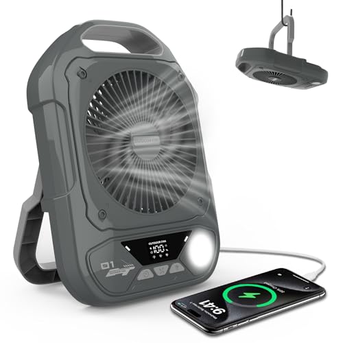 Rechargeable Portable Camping Fan with LED Lantern T6858