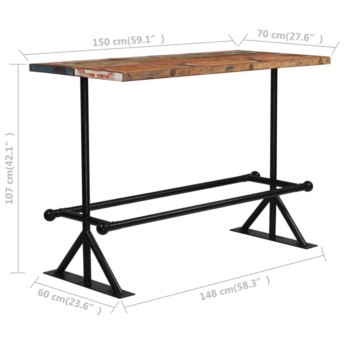 Counter Height Bar Table Steel Legs Multicolor N99711