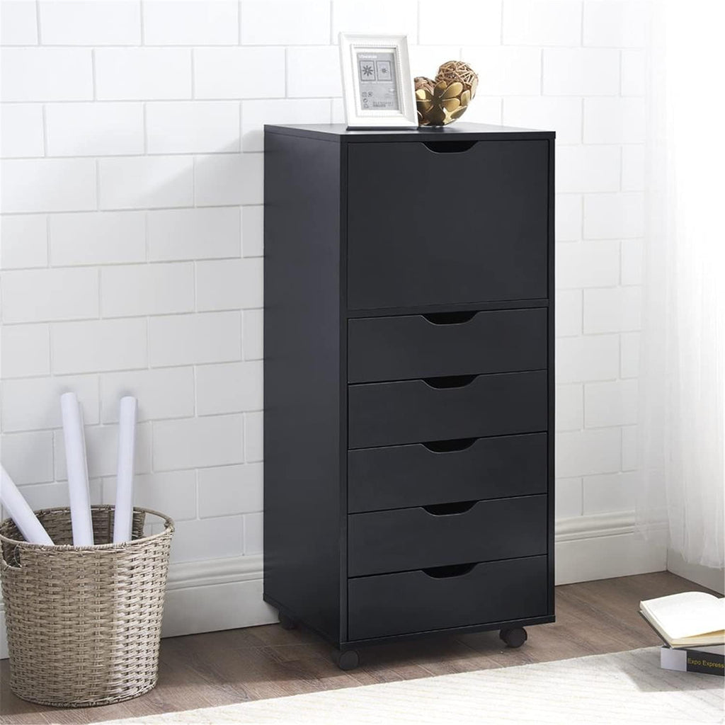 Black 6-Drawer Mobile File Cabinet P212442