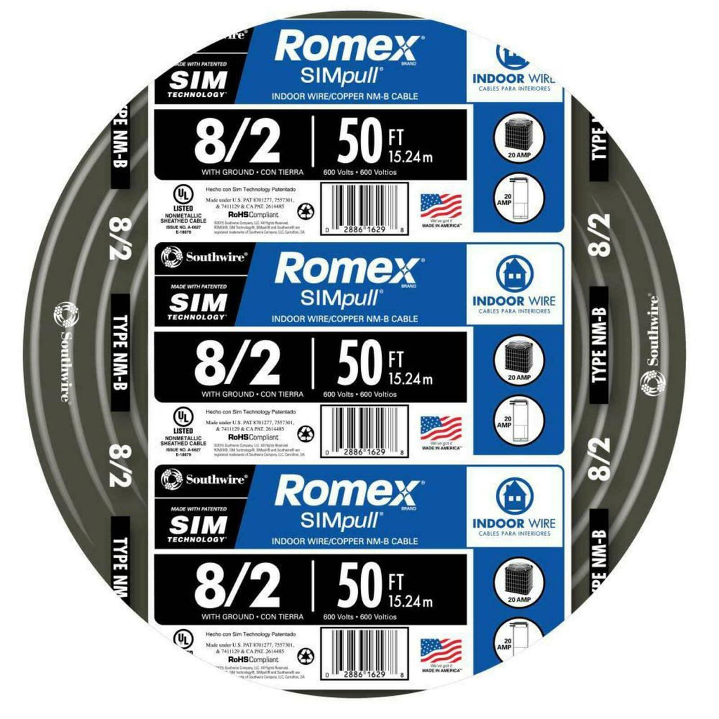 50 ft. 8/2 Black Stranded Cu NM-B W/G Wire V6689