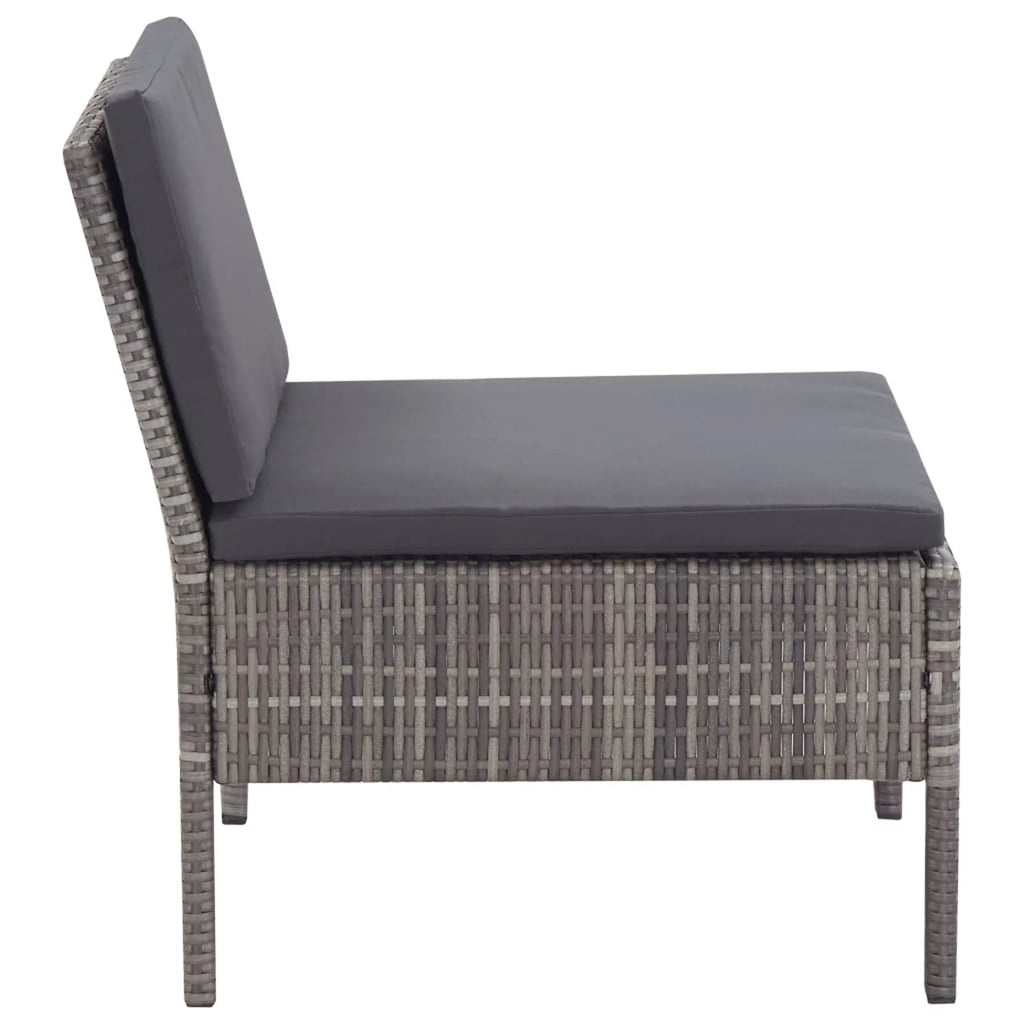 5 Piece Gray Poly Rattan Patio Sofa Set with Coffee Table Y7717