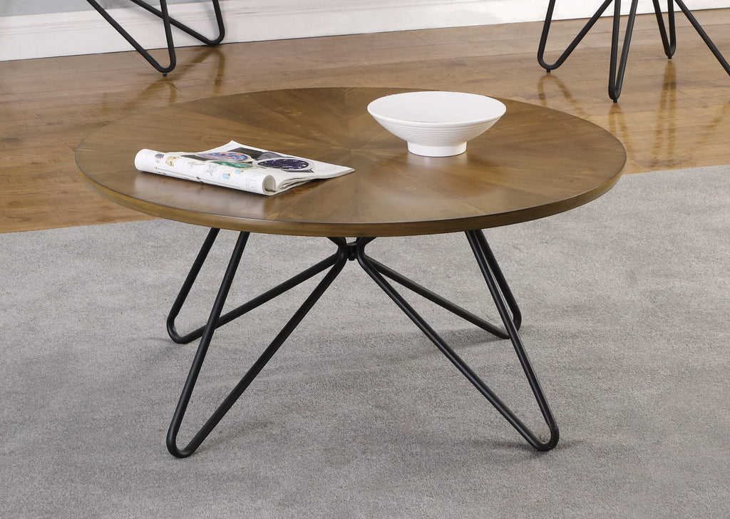 Round Coffee Table Dark Brown and Black Q285016