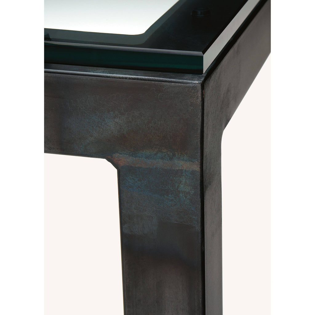 Smoke Tempered Glass Console Table with White Base H34980