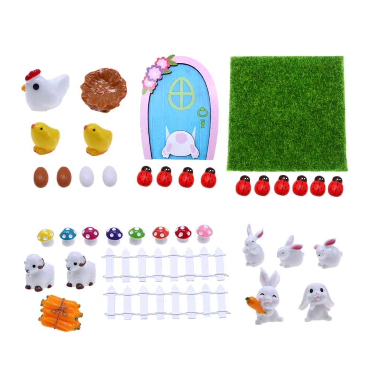 Dollhouse Miniature Easter Rabbit Door Model Photo Props S119