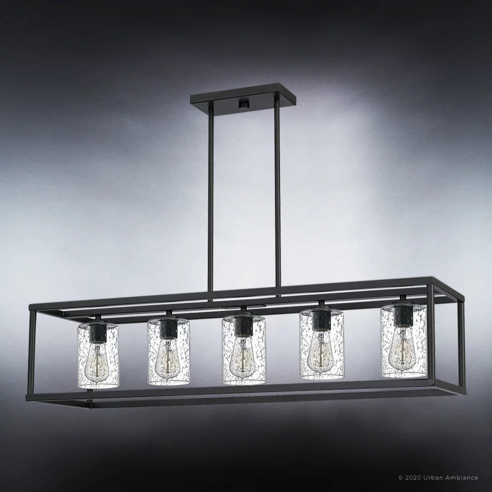 Black Bronze Clear Seedy Glass Chandelier U8881