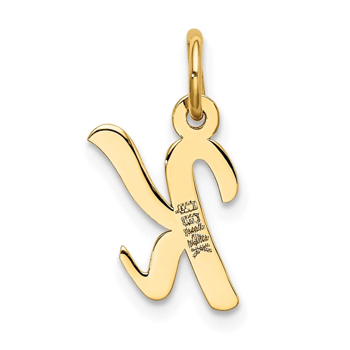 14K Yellow Gold Script Letter K Initial Pendant Charm with 10K Yellow Gold Rope Chain Necklace 16'' P59441