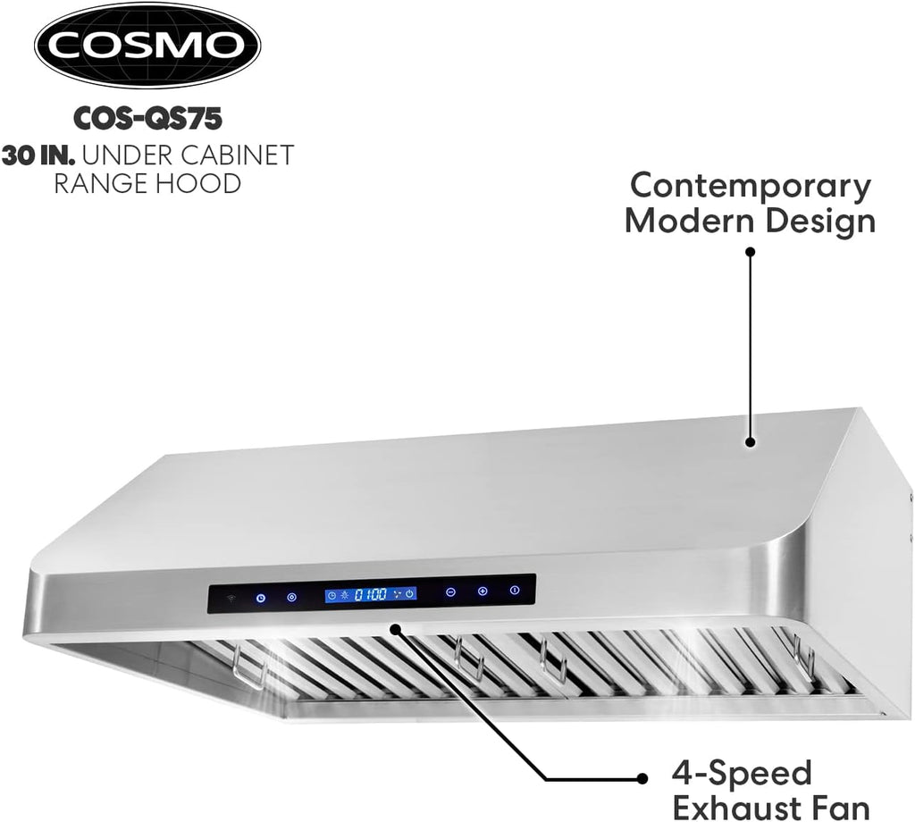 30 in. Under Cabinet Range Hood with 500 CFM, Permanent Filters, LED Lights, Stainless Steel I508033