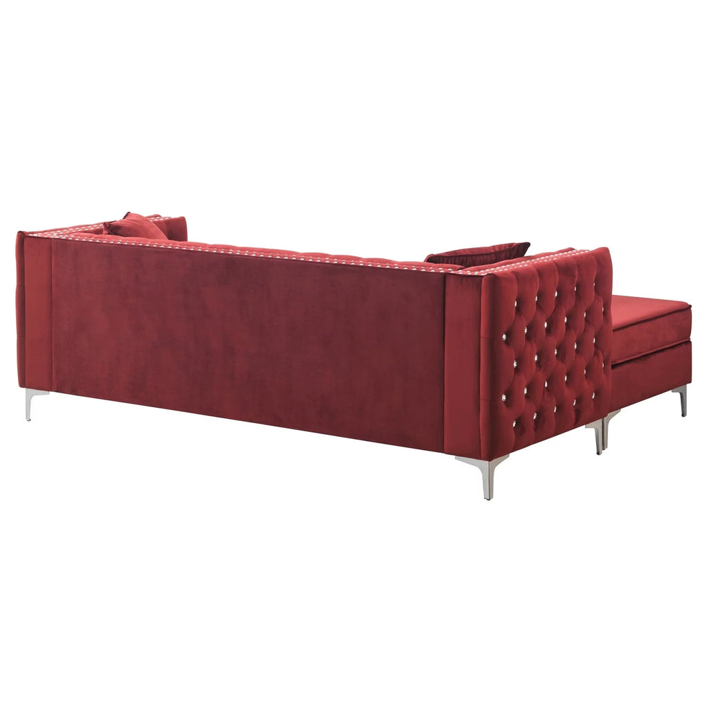 Burgundy Sofa Chaise V7241