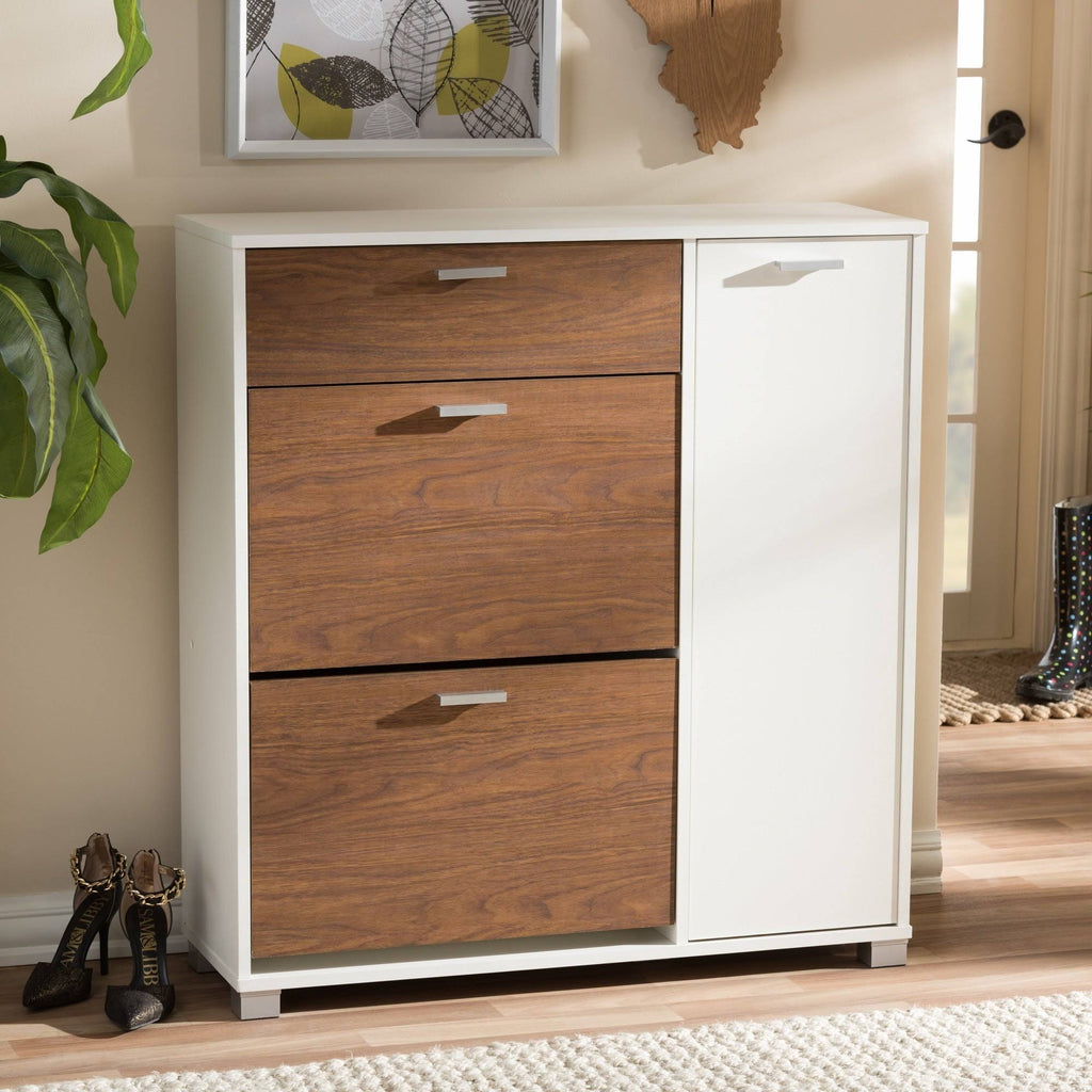 White/Walnut Storage Cabinet F587