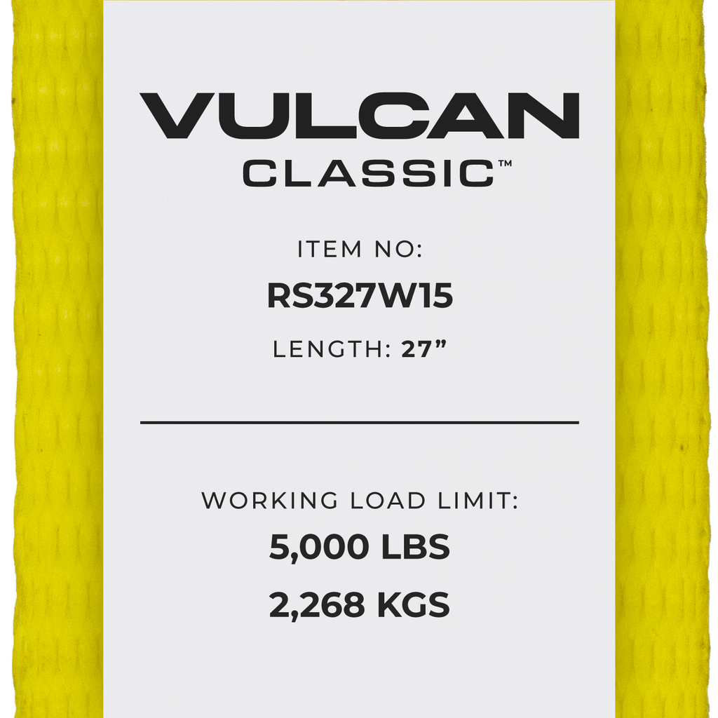 Ratchet Strap with Wire Hooks, 3 inch x 27 foot, 2 Pack, Yellow, 5000 Lbs SWL K8752