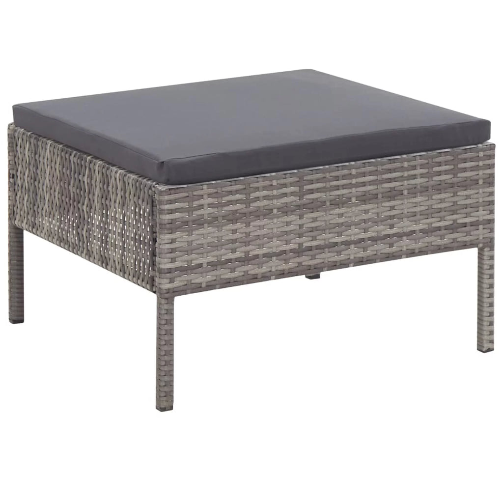 5 Piece Gray Poly Rattan Patio Sofa Set with Coffee Table Y7717