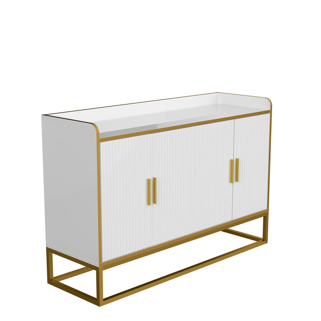 White Gloss Storage Cabinet with Metal Legs T819690