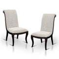 Espresso and Beige Fabric Side Chair Set of 2 E18719