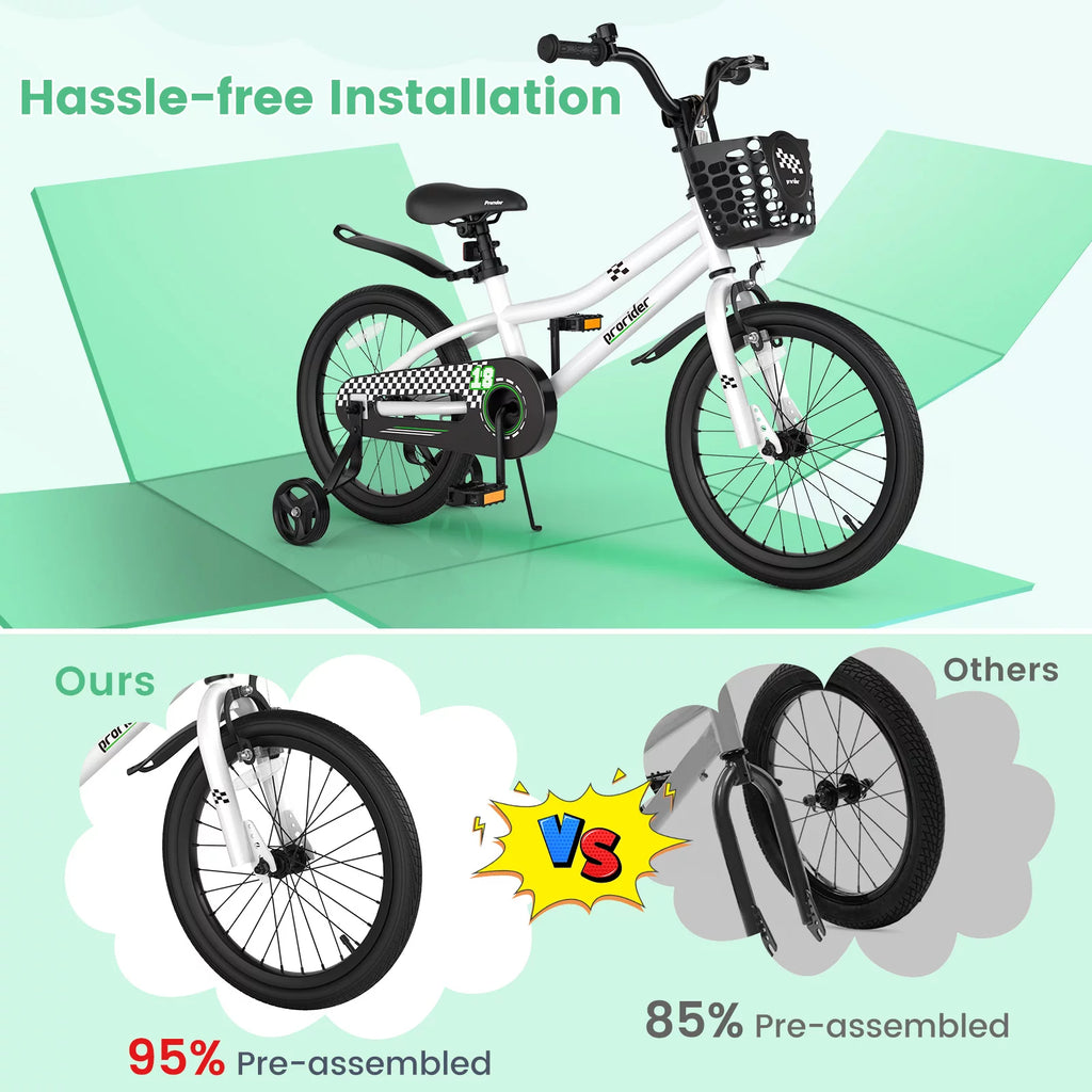 18'' Kid's Bike with Training Wheels & Basket J41269