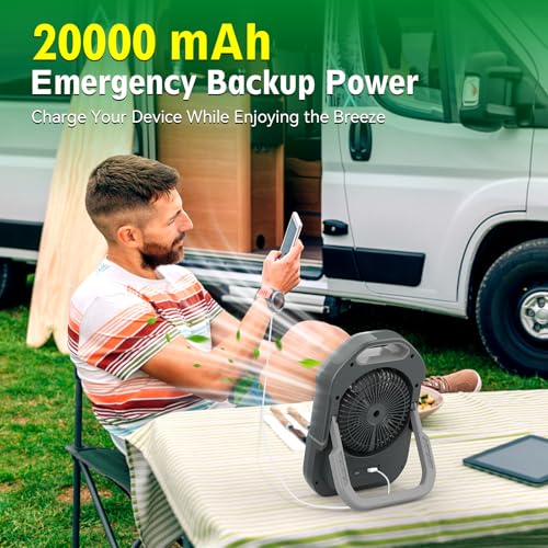 Rechargeable Portable Camping Fan with LED Lantern T6858