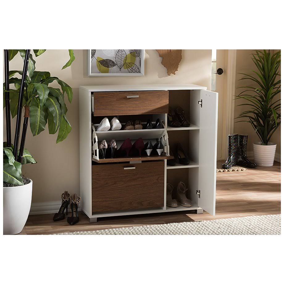 White/Walnut Storage Cabinet F587