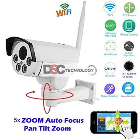 Outdoor Waterproof WiFi PTZ Security Camera with Built-in Micro V7155