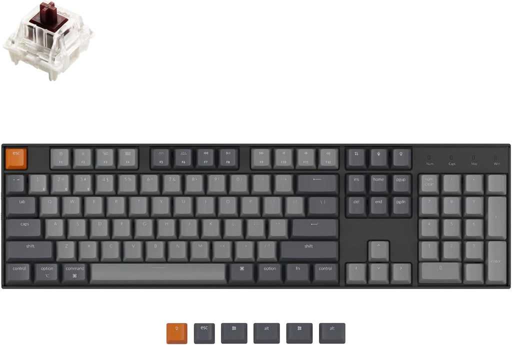 Full Size Bluetooth Wireless/USB Wired Mechanical Keyboard with Gateron G Pro Brown Switch RGB Backlight 104 Keys S836152