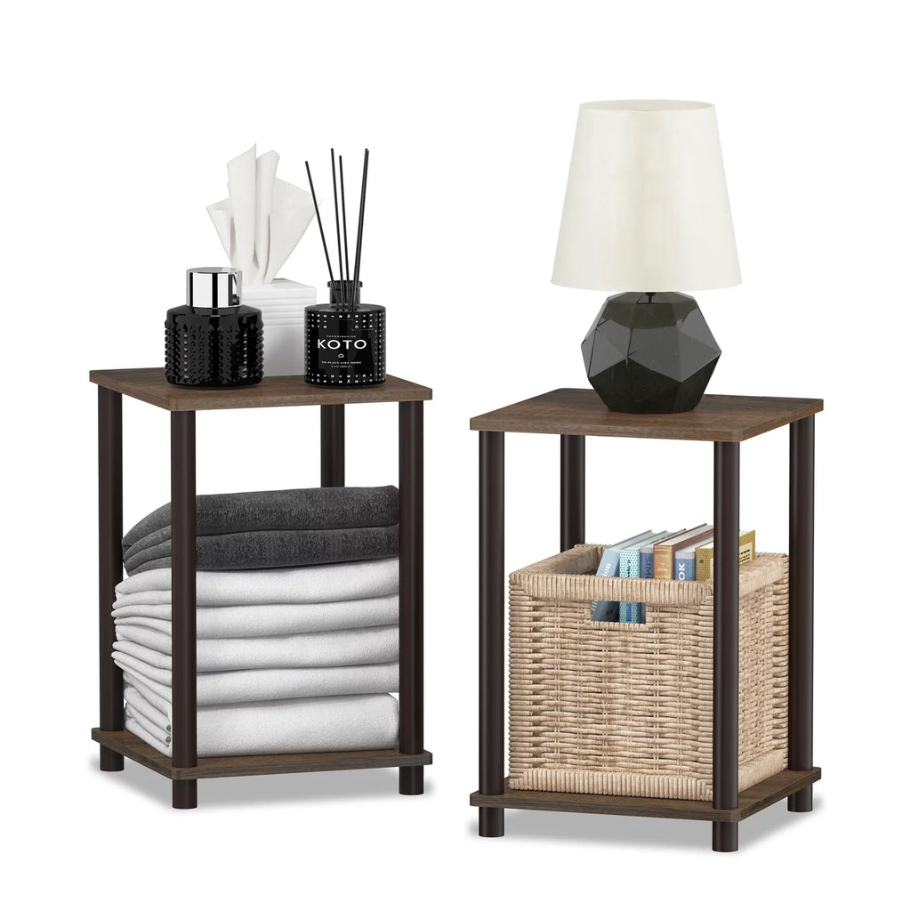 Walnut Brown Engineered Wood End Table Set of 2 J7199