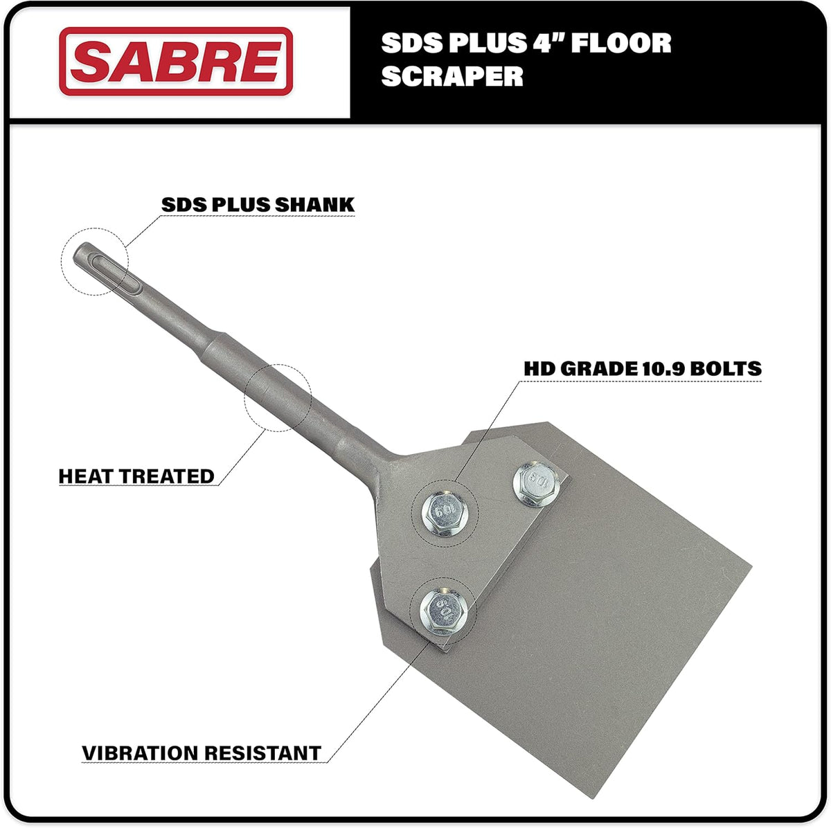 4 Inch SDS Plus Floor Scraper Tool Kit with Extra Blade and Bolts U256