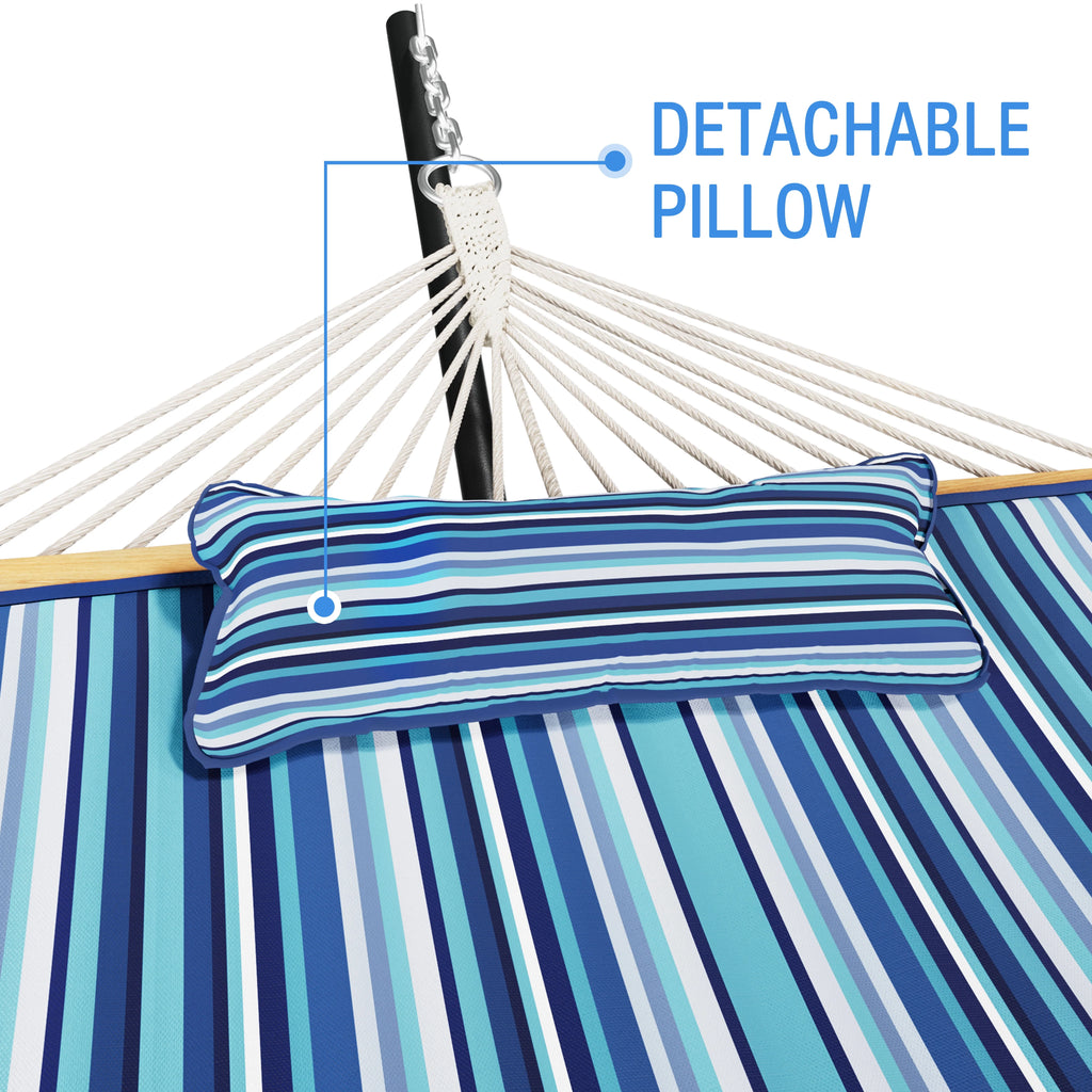 2-Person Hanging Hammock with Steel Stand, Cotton Pad & Pillow, 450lbs Capacity, White P729194