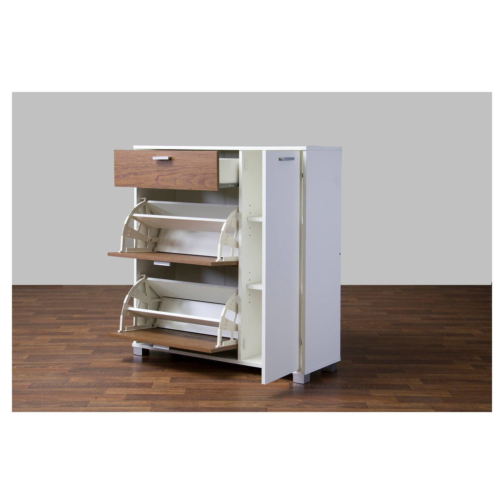 White/Walnut Storage Cabinet F587