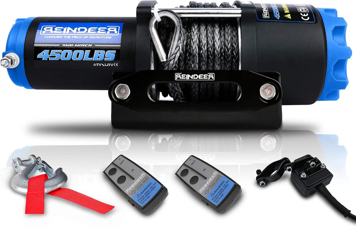 12V Electric Winch Kit 4500LBS Synthetic Rope Waterproof IP67 Q3570