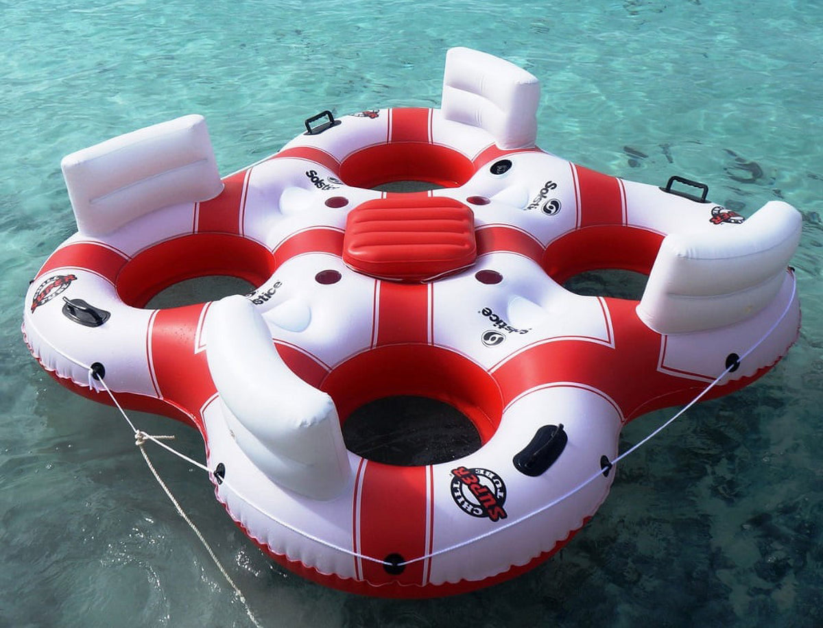 78-Inch White and Red Swimming Pool Float Y880