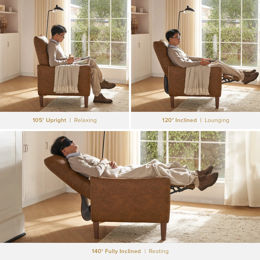 Pecan Brown Faux Leather Recliner H49566