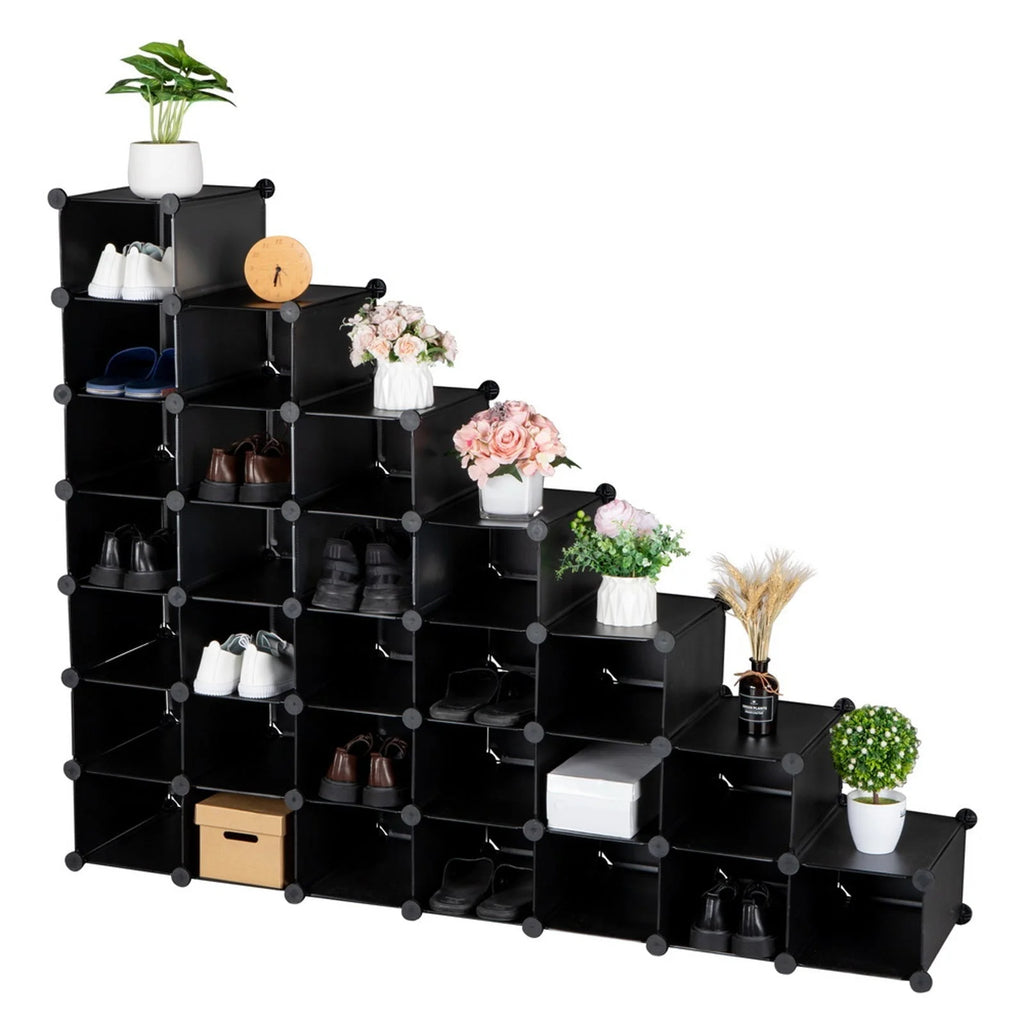 7-Tier 28-Pair Plastic Shoe Rack Z48397