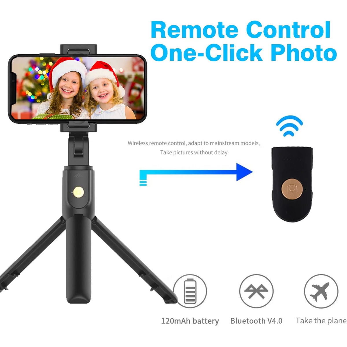 Wireless Selfie Stick Tripod with Remote Shutter Y14047