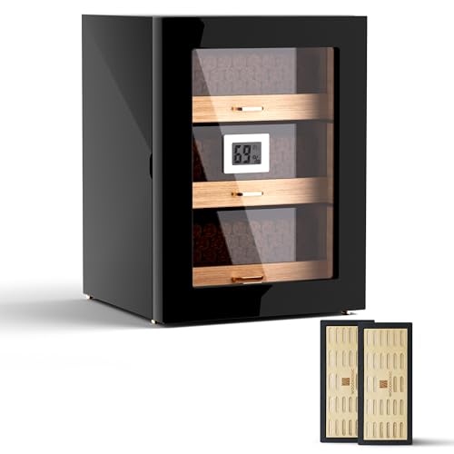 Cigar Cabinet Humidor with Accessory Drawer, Crystal Humidifiers, Lock & Keys and Spanish Cedar Lining L40341