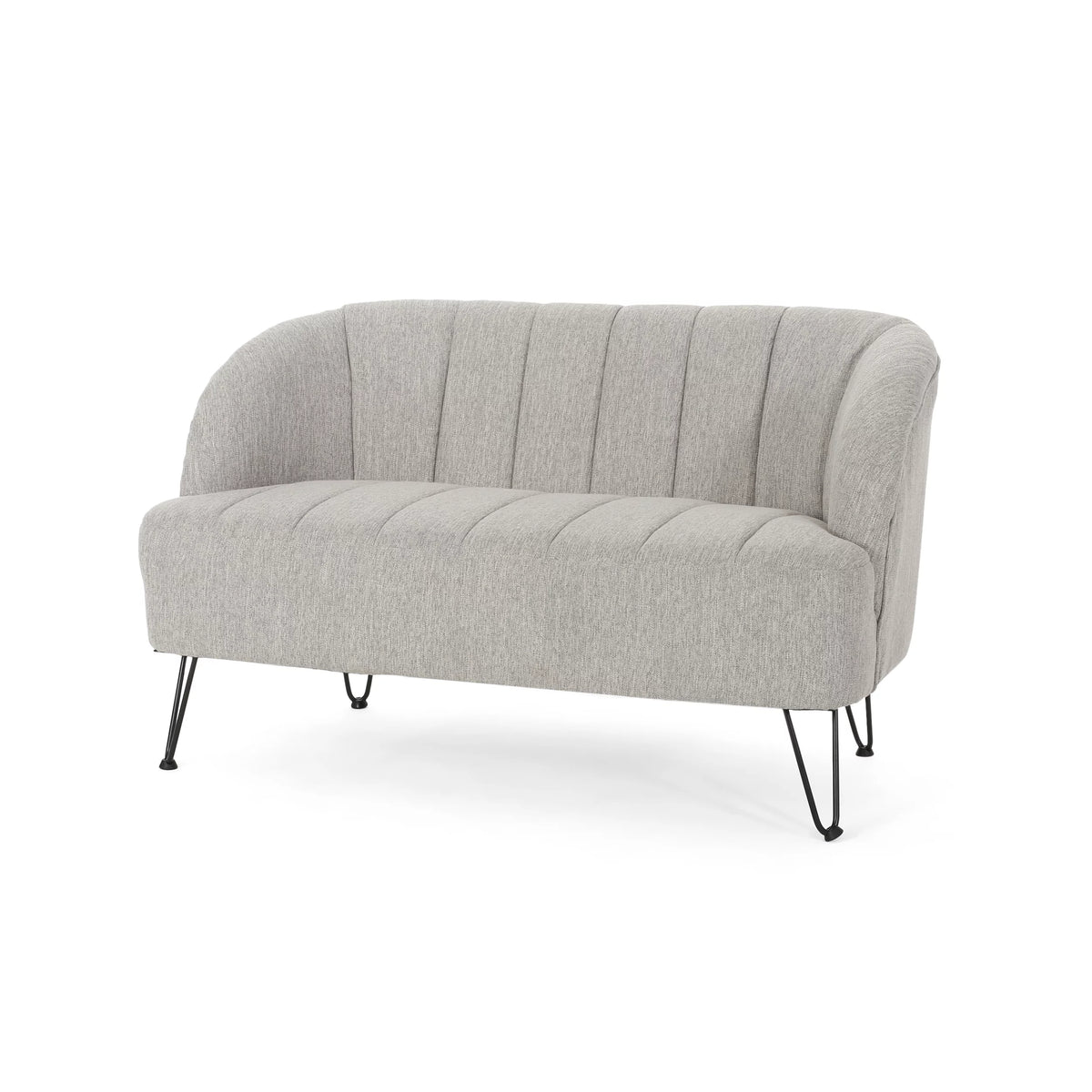 Light Gray Fabric Loveseat with Hairpin Legs N4759