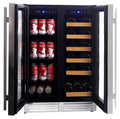 18 Bottles and 56 Cans 24 Inch Dual Zone Wine Cooler and Beverage Fridge A78191