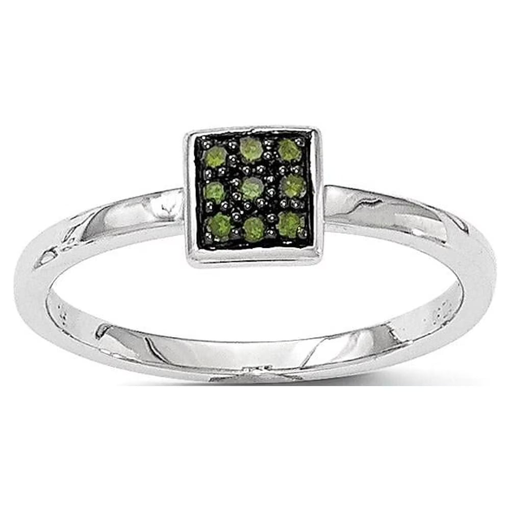 14K White Gold Green Diamond Ring J84699