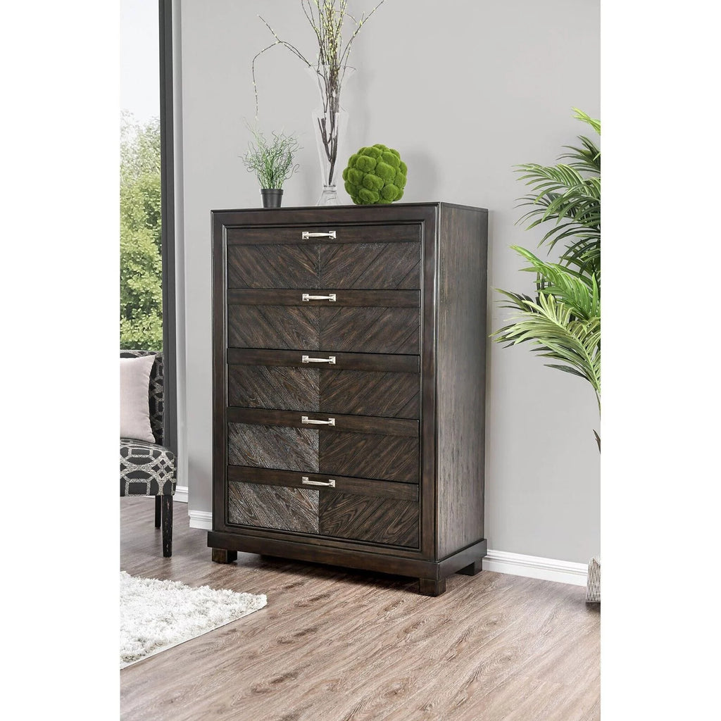 California King Size 6pc Bedroom Furniture Set Espresso Solid Wood H1002
